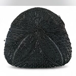 Chic Black Beaded Evening Clutch